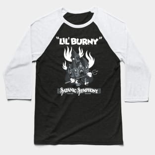 Lil Burny - Satanic Symphony - Vintage Cartoon Burning Church Baseball T-Shirt
